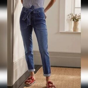 NWOT Boden Patch Pocket Girlfriend Jeans. Indigo women’s size 4P Petites
